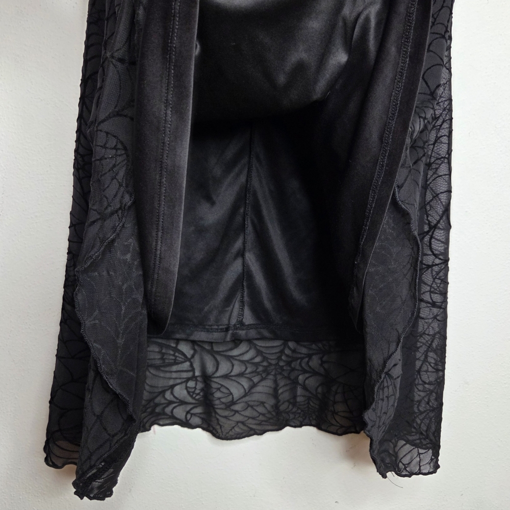 Cosmic Aura Black Velvet Burnout Spiderweb Maxi Mermaid Skirt Goth Whimsigoth M - Picture 4 of 7